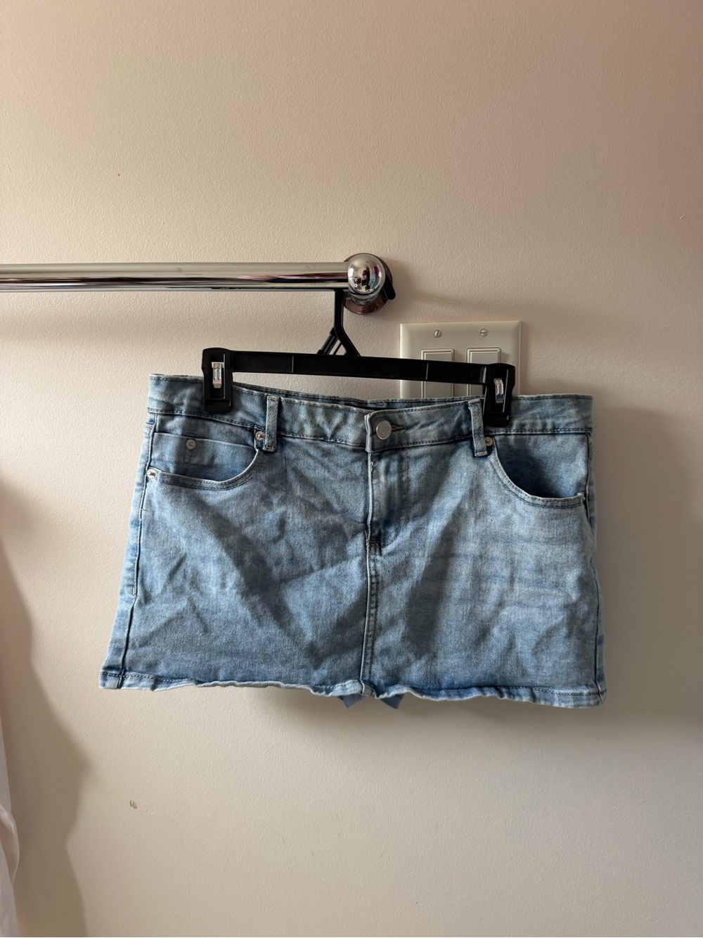 Light Wash Denim Mini Skort - Casual Everyday
